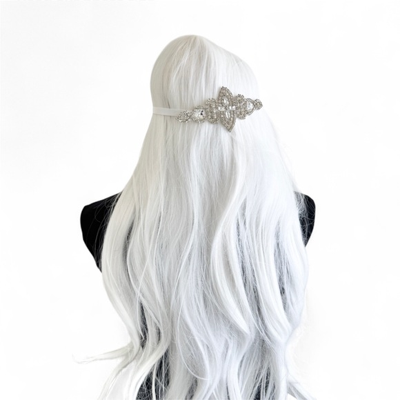 Handmade Accessories - Handmade Bridal Rhinestone Headband with White Satin Ribbon